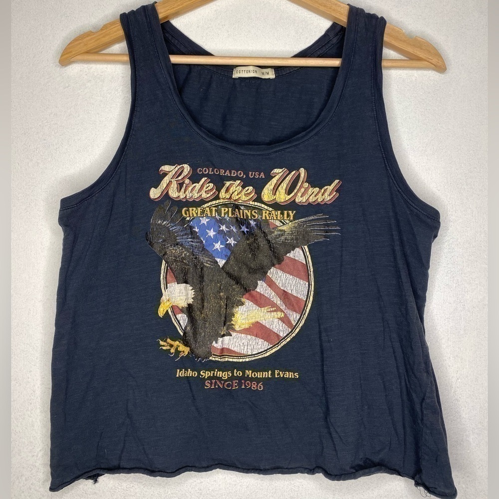 Cotton On Distressed Americana Eagle Tank Size Medium